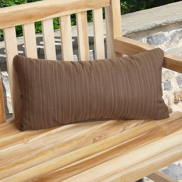 Mozaic Company Sunbrella Solid Outdoor Lumbar Pillow with Knife Edge - Set of 2, Size: 24L x 12W x 5H, Brown
