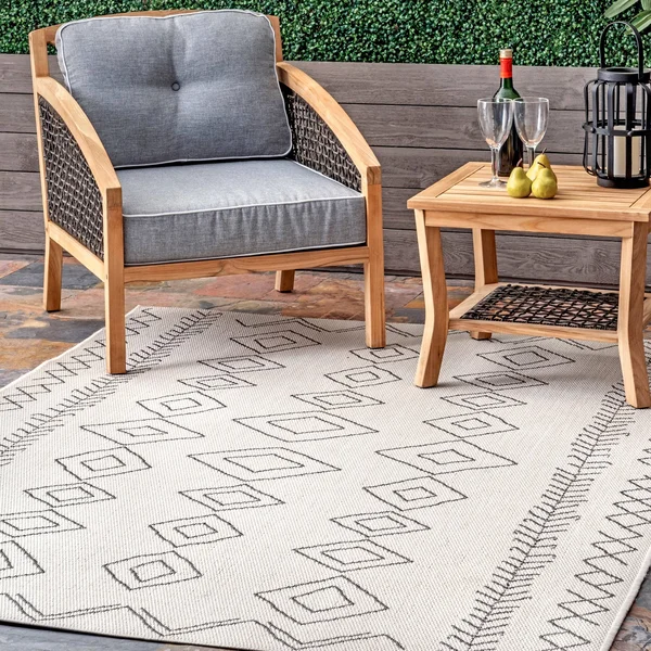 nuLOOM Serna Moroccan Diamonds Blue 11 ft. x 15 ft. Indoor/Outdoor Area Rug