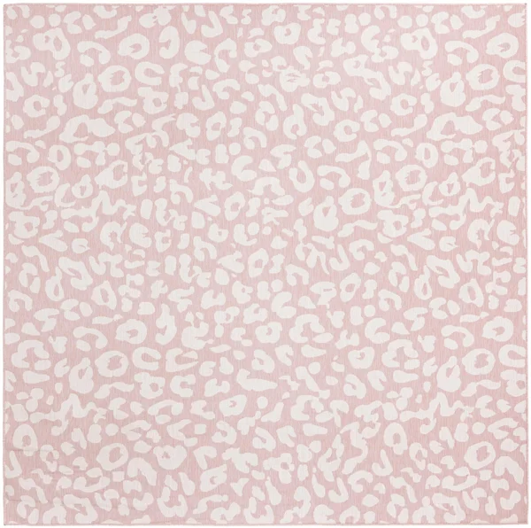 Outdoor Safari 10 ft Square Pink Ivory Area Rug Indoor Outdoor Rug
