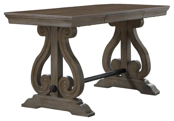 Toulon Distressed Dark Oak Drawer Writing Desk