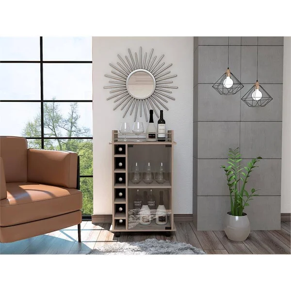 Tuhome Furniture Dukat Glass Door Bar Cart in Light Gray - BLZ5231