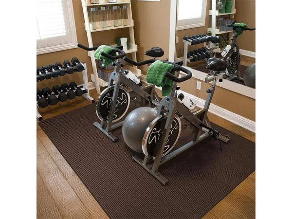 House, Home and More Indoor/Outdoor Double-Ribbed Carpet Area Rug with Skid-Resistant Rubber Backing - Bittersweet Brown - 3' x