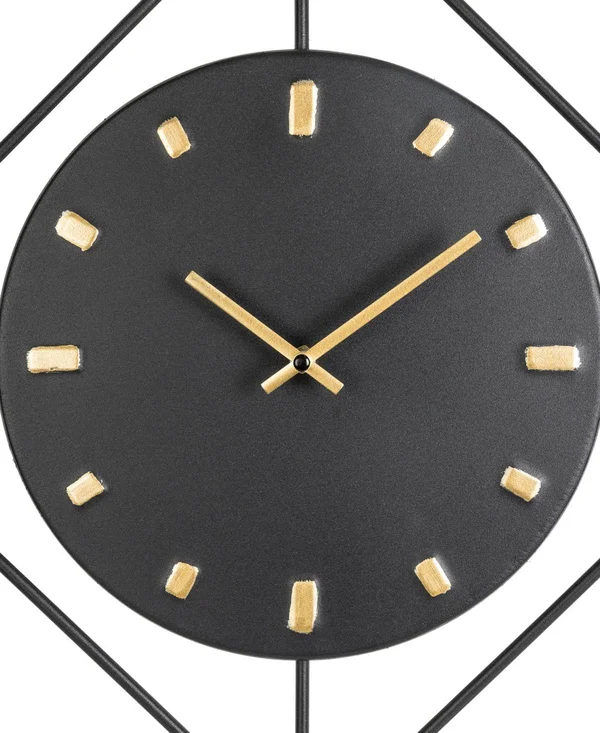Glitzhome Modern Metal Golden Wall Clock - Black