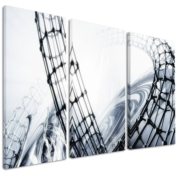 Design Art 'Fractal 3D Black White Design' Graphic Art on Wrapped Canvas, Size: 30 inch H x 40 inch W x 1 inch D
