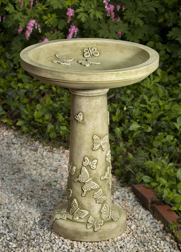 Campania International Butterflies Are Free Birdbath - Travertine