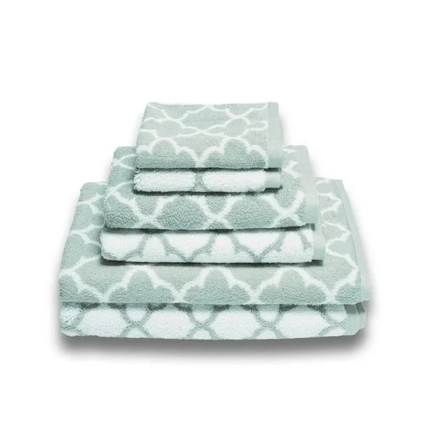 Irongate 6-Piece Cotton Bath Towel Set (Spa Blue/White)