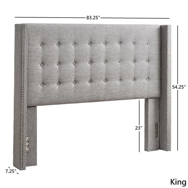 Melina Linen Wingback Headboard by Inspire Q Bold - Beige - King
