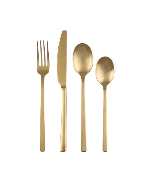 Cambridge Beacon Gold Satin 16-Piece Flatware Set, Service for 4 - Gold Satin