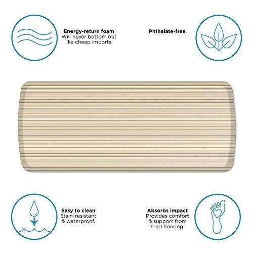 GelPro Elite Decorator Pinstripe 20x22 x 48x22 Kitchen Mat in British Beige