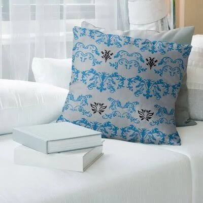 Detroit Football Baroque Square Pillow Cover East Urban Home Color: Gray/Light Blue/Black, Size: 20x22 x 20
