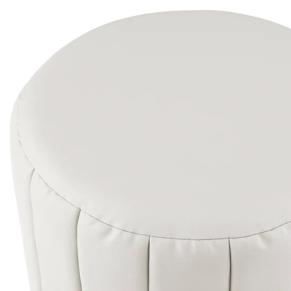Nicole Miller Morriska Channel Tufted Round Ottoman - Grey/Silver Velvet
