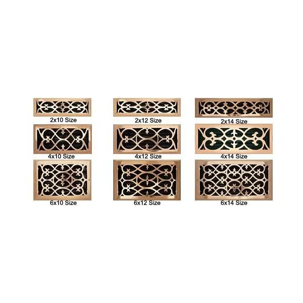 2x22 x 14x22 Victorian Copper Floor Register, Vent Cover