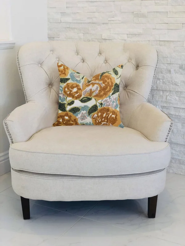 Plutus Dahlia Jardin Floral Brown and Green Luxury Throw Pilow Double Sided 12x22 x 25x22