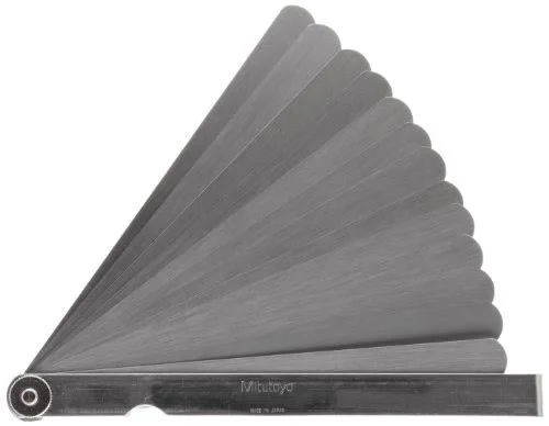 Mitutoyo 184-301S Thickness Feeler Gage Set, Straight Leaves, 0.05-1mm Thickness, 150mm Length, 13 Leaves