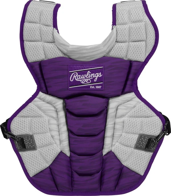Rawlings NOCSAE Velo 2.0 Chest Protector Purple/White