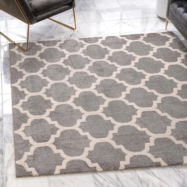 Unique Loom Philadelphia Trellis Rug, Size: 10& 0 x 10& 0 Square, Gray