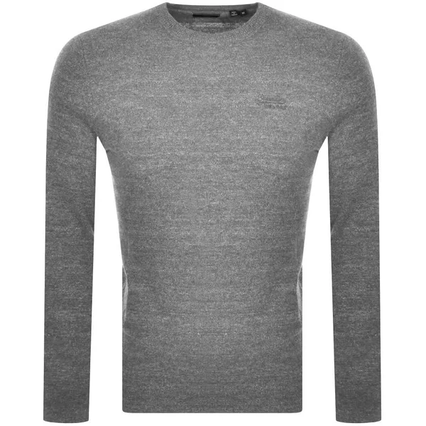Superdry Crew Neck Orange Label Knit Jumper Grey