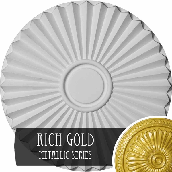 19 3/4 inchod x 1 3/8 inchp Shakuras Ceiling Medallion (FOR Canopies Up to 5 inch), Hand-Painted Rich Gold