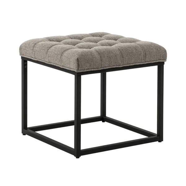 WOVENBYRD 18x22 Square Button Tufted Metal Ottoman - Grey