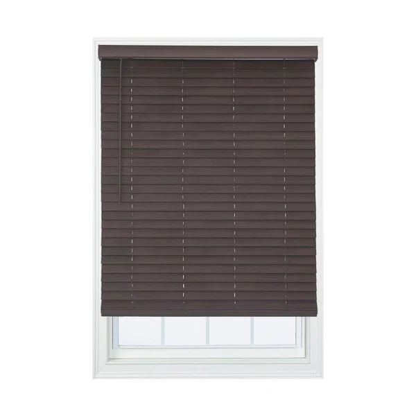 Allen + Roth 2-in Slat Width 23.75-in x 72-in Cordless Brown Faux Wood Room Darkening Horizontal Blinds - DFWDC2472-23.75