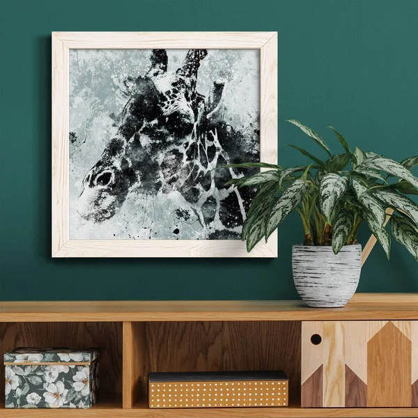 Giraffe-Premium Framed Canvas - Ready to Hang - 34.5x34.5 - Black