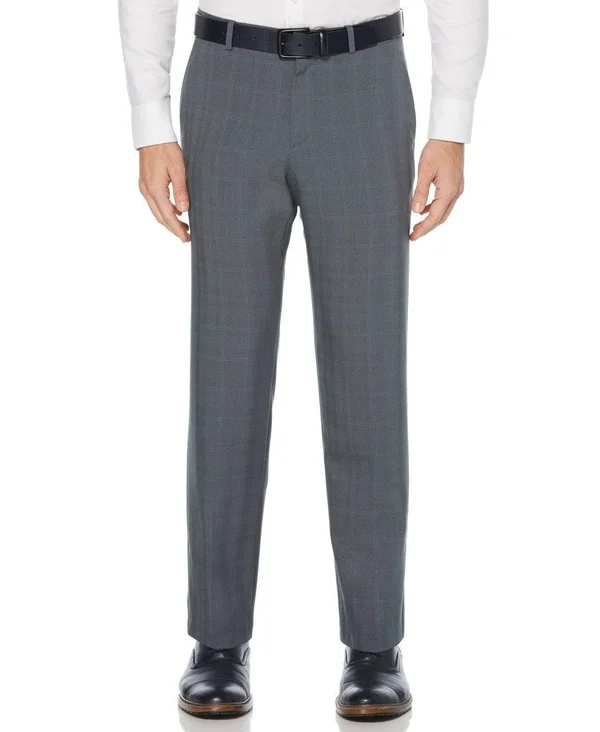 Perry Ellis Mens Glen Paid Modern Fit Dress Pants - Bering Sea