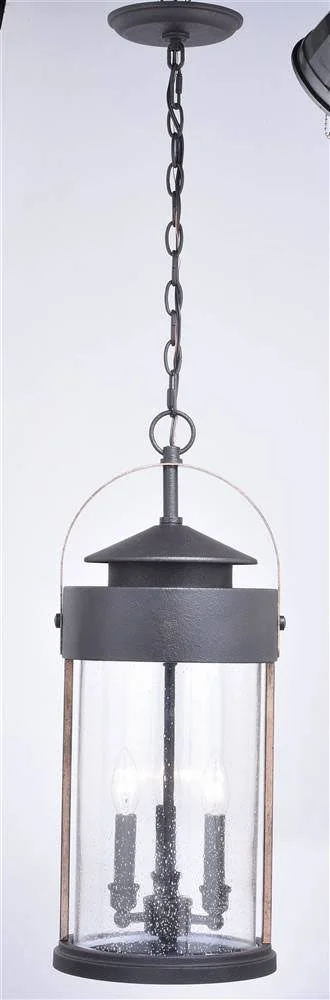 Vaxcel T0448 Cumberland Textured Dark Bronze and Burnished Oak Outdoor Pendant