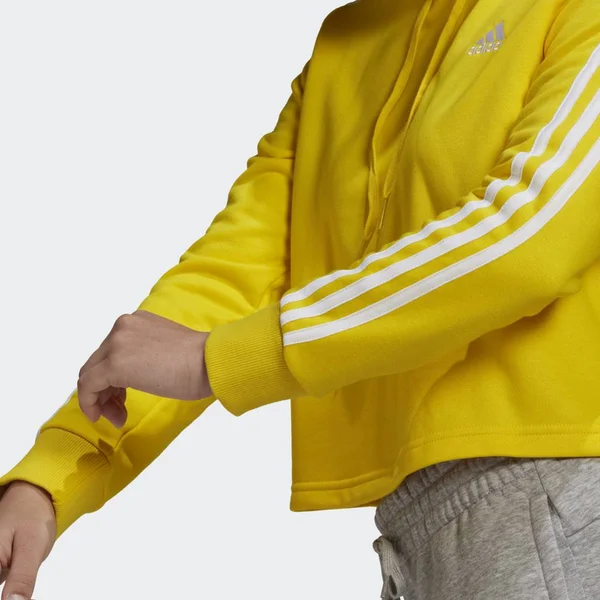 Adidas Women's Essentials 3-Stripes Cropped Hoodie - Small, Yellow