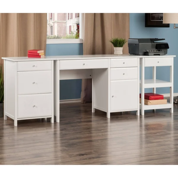 Delta 3-Pc Home Office Set, White, Winsome Wood