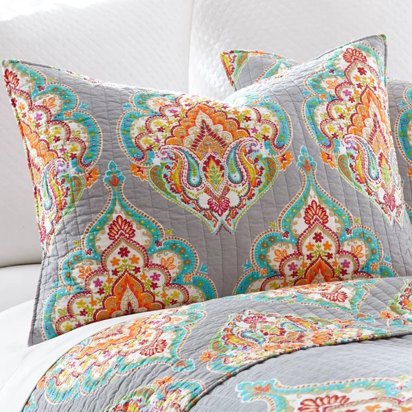 Levtex Home Gray Marielle Cotton Reversible Quilt Set King