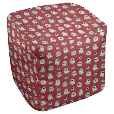 Avicia Diamonds Cube Ottoman Latitude Run Size: 18x22 H x 18x22 W x 18x22 D - Upholstery Color: Rose/White