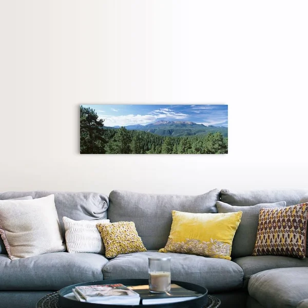Trees in Front of Pike's Peak Mountain - Pike Peak National Forest, Colorado, Canvas Wall Art, 48x16, Great Big Canvas