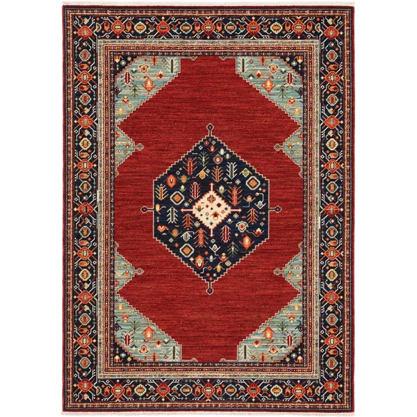 Oriental Weavers Lilihan 5503M Red Blue Area Rug 2' x 6'