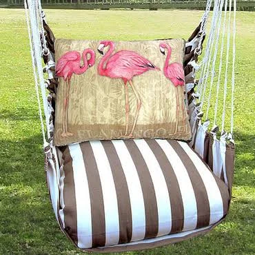 Flamingo Hammock Chair Swing Striped Chocolate
