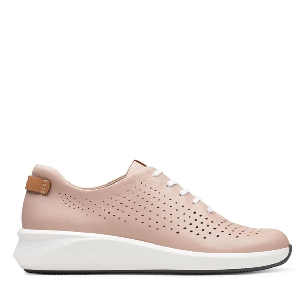 Clarks Womens Un Rio Tie Blush Leather Size 9