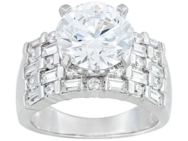 Bella Luce Dillenium Cut Diamond Simulant 8.40ctw Rhodium Over Sterling Silver Ring 5.58ctw Dew - Size 5