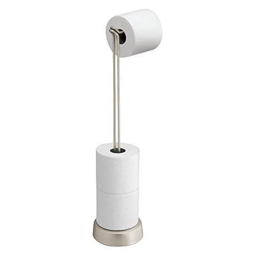 iDesign Classico Freestanding Toilet Tissue Holder with Pivoting Arm - Pack of 2 - Matte Satin