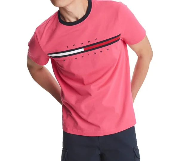 Tommy Hilfiger Men's Tino Logo T-Shirt - Raspberry Rose