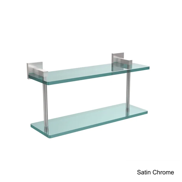 Allied Brass MT-2-16-ORB Montero Collection 16 in. Two Tiered Glass Shelf Oil Rubbed Bronze