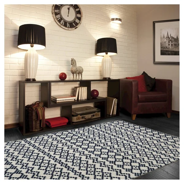Mohawk Aztec Bands Denim Area Rug - Blue - 8&x10& - Geometric