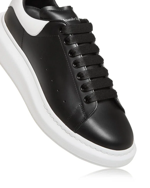 Alexander McQueen Men's Oversized-Sole Leather Sneakers - Black Size 10 M