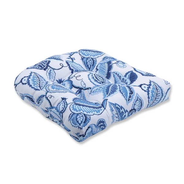 Pillow Perfect Fantasy Fleur Ocean Wicker Seat CUSHION - Blue