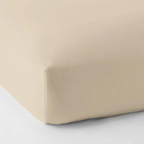 The Company Store Legends Sand Solid 600-Thread Count Egyptian Cotton Sateen Queen Fitted Sheet, Brown