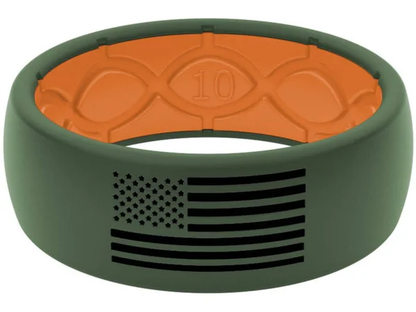 Groove Life America Moss Flag Silicone Ring, Green/Black, 10, 13979