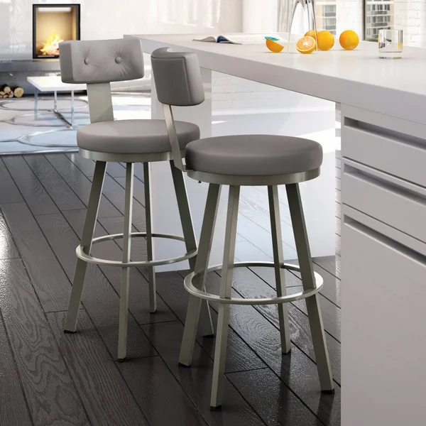 Amisco Tower Counter Height Swivel Metal Stool - Grey