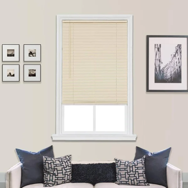 Cordless 1 inch Duplex Room Darkening Mini Blind - 53 in. W x 64 in. L, Ivory, Multiple Sizes, Size: 53 inch W x 64 inch Large