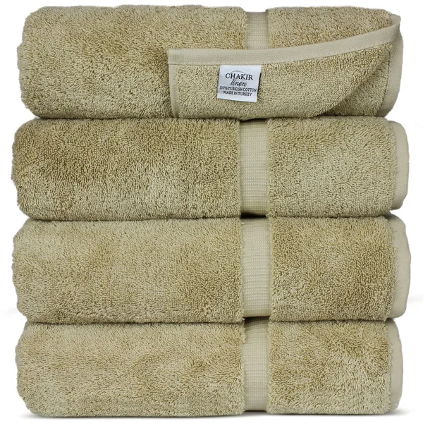 Chakir Turkish Linens Turkish Cotton Luxury Hotel & Spa Bath Towel, Bath Towel - Set of 4, Driftwood