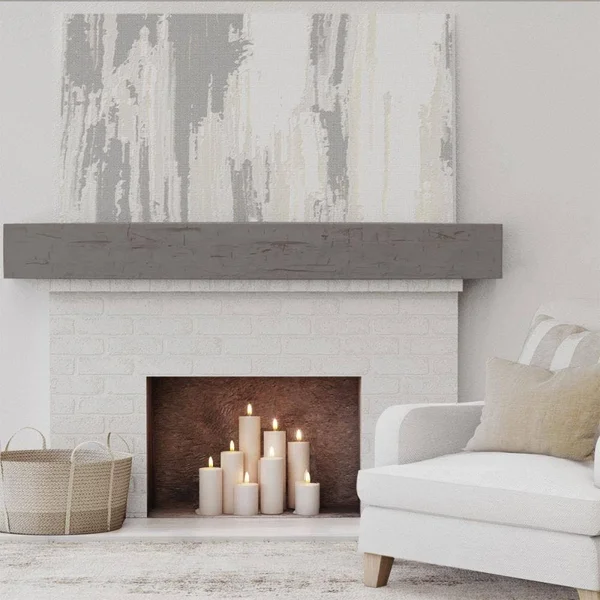 Ekena Millwork MANUHH06X06X72HD 6x22H x 6x22D x 72x22W Hand Hewn Faux Wood Fireplace Mantel - Natural Honey Dew