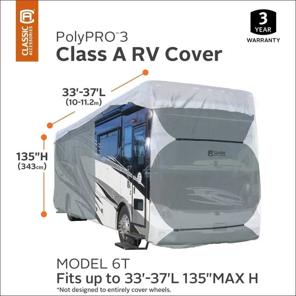 Classic Accessories OVERDRIVE Polypro 3 Deluxe Class A RV COVER - Fits 33& - 37& RVs