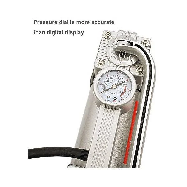 GSPSCN Silver Tire Inflator Heavy Duty Double Cylinders with Portable Bag, Metal 12V Air Compressor Pump 150PSI with Adapter for